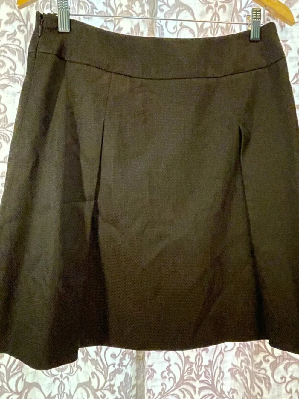 Women's Etcetera Size 8 Brown Side Zip Pleated Fully Lined Mini Skirt